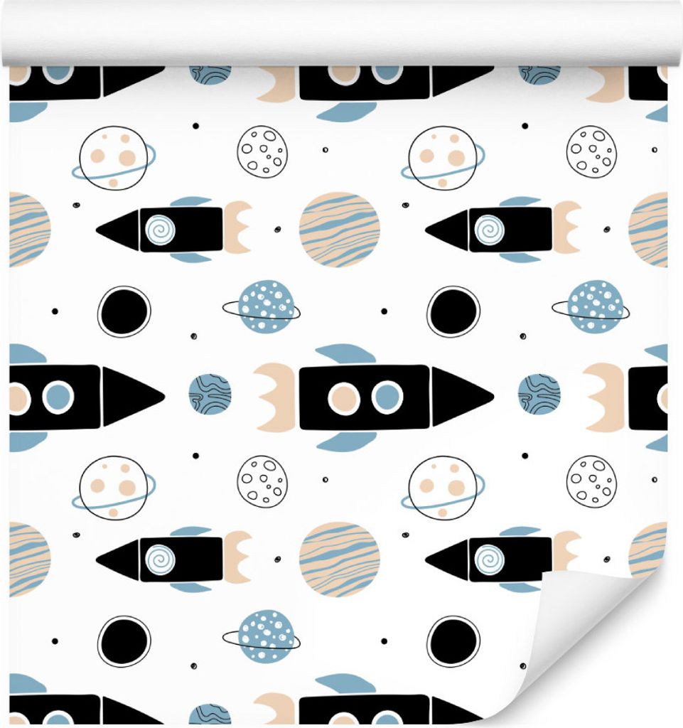 10m VLIES TAPETE Rolle Kinderzimmer Kosmos Raketen Monde Planeten XXL
