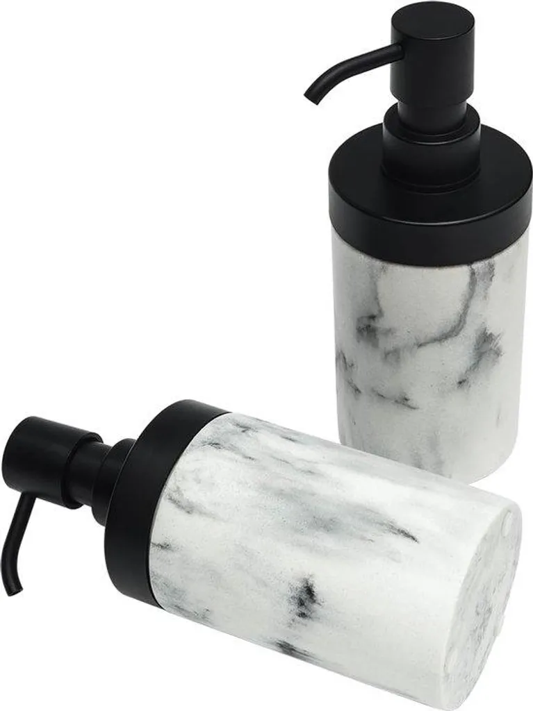 Distributeur de savon incassable marbre blanc 250ml - Fini les flacons fragiles