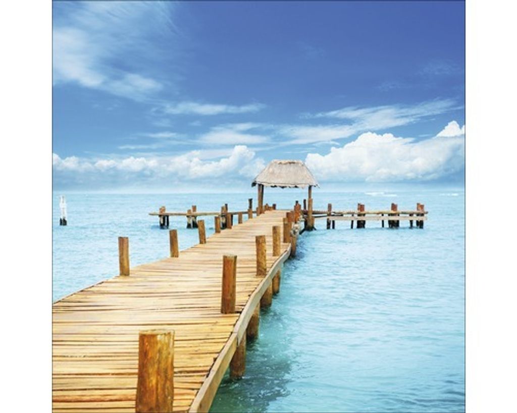 Glasbild Tropical Jetty 80x80 cm