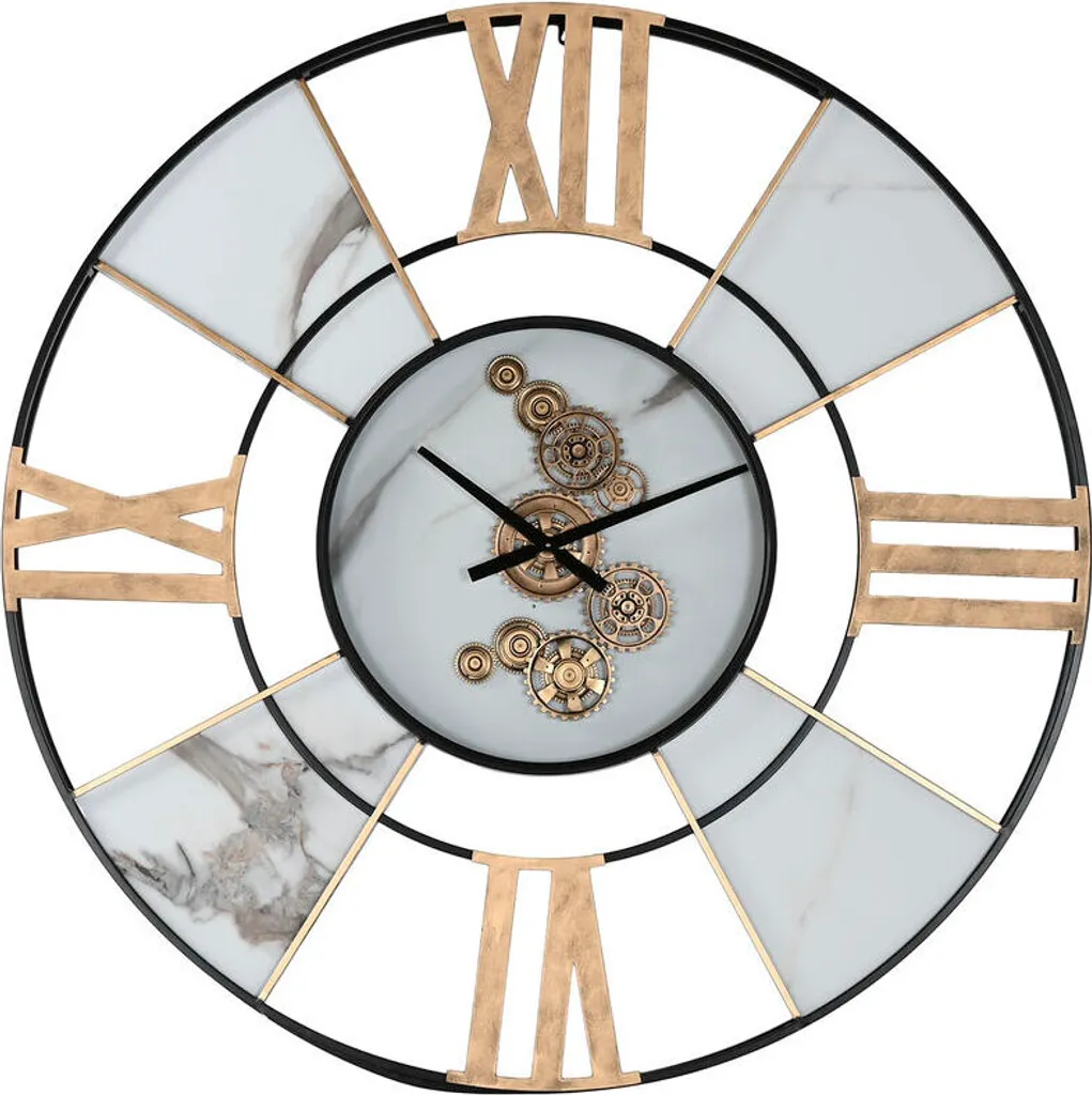 Horloge murale Home ESPRIT Blanc Noir Or Métal 142 x 142 cm géante