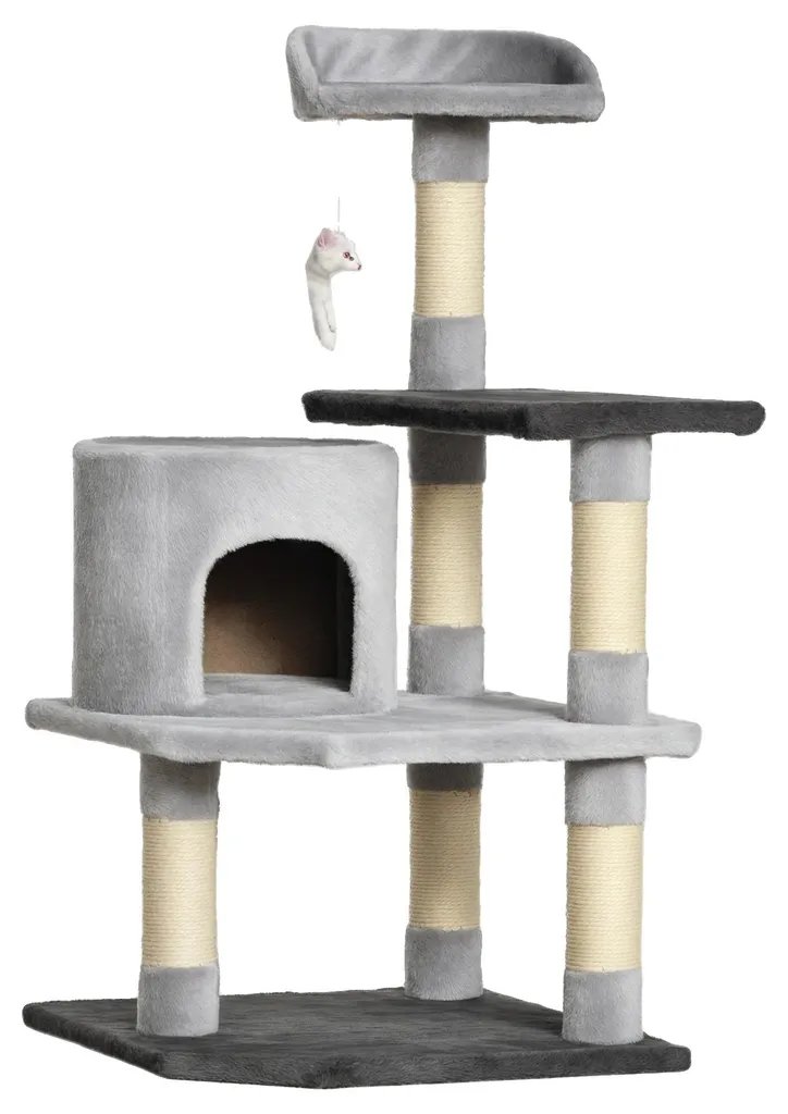 Tour de jeu pour chat grise 100 cm avec plateformes d'observation