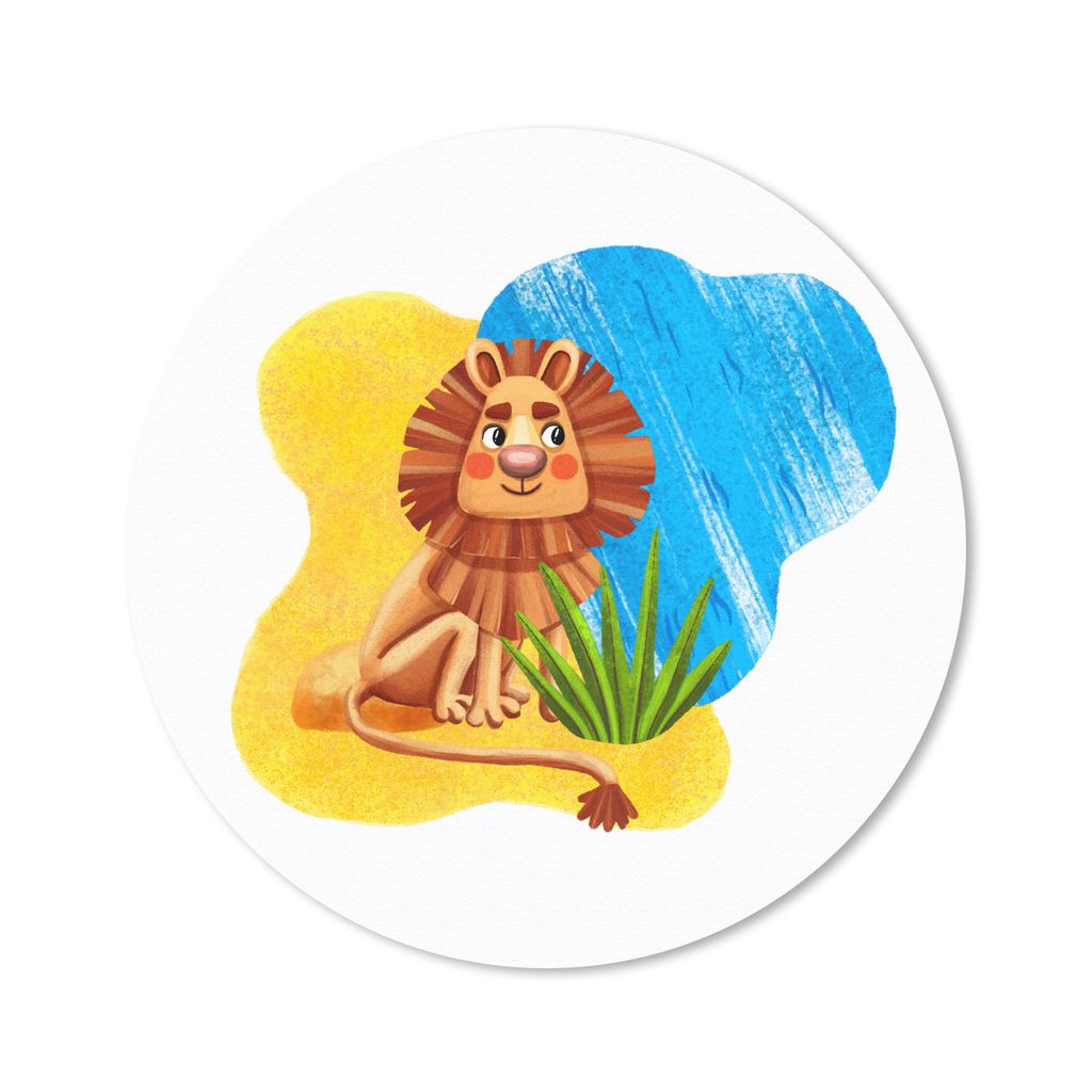 MuchoWow Mauspad Mousepad Löwe - Strand - Meer - Pflanze 20x20 cm - Mousepads - Maus Mat - Pad - Mausunterlage - Schreibtischmatte