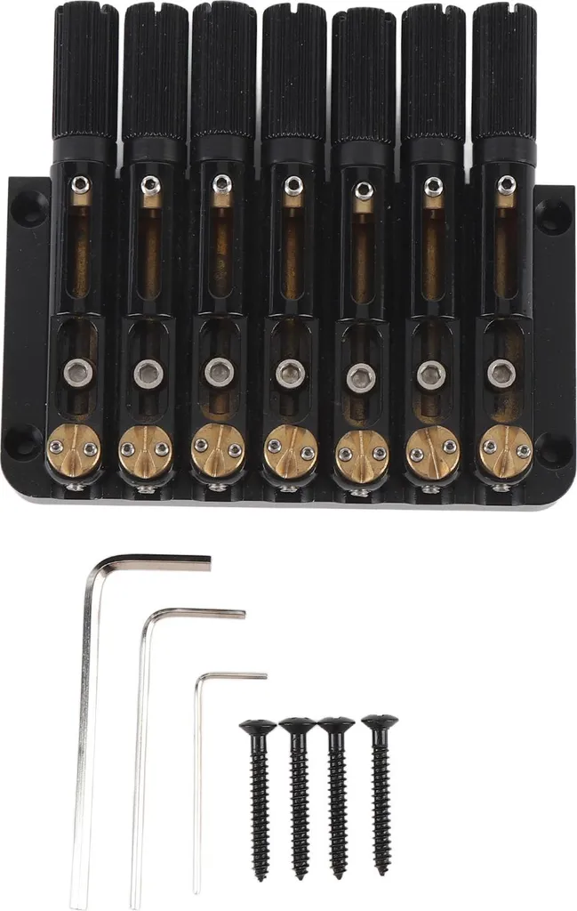 Chevalet 7 cordes en laiton et acier noir GA1126 pour guitare électrique