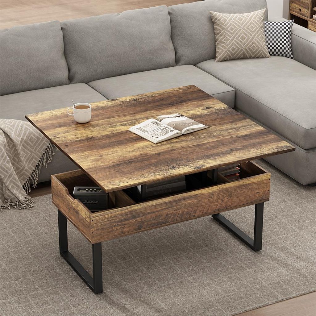 Couchtisch Vicco Lifty Eiche rustikal 100 x 50 cm mit