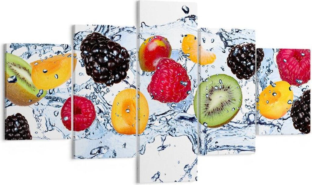 Bild auf Leinwand - Leinwandbild - Wasser Früchte frisch Essen - 125x70cm - Wand Bild - Wanddeko - Leinwanddruck - Bilder - Kunstdruck - Wanddekor...