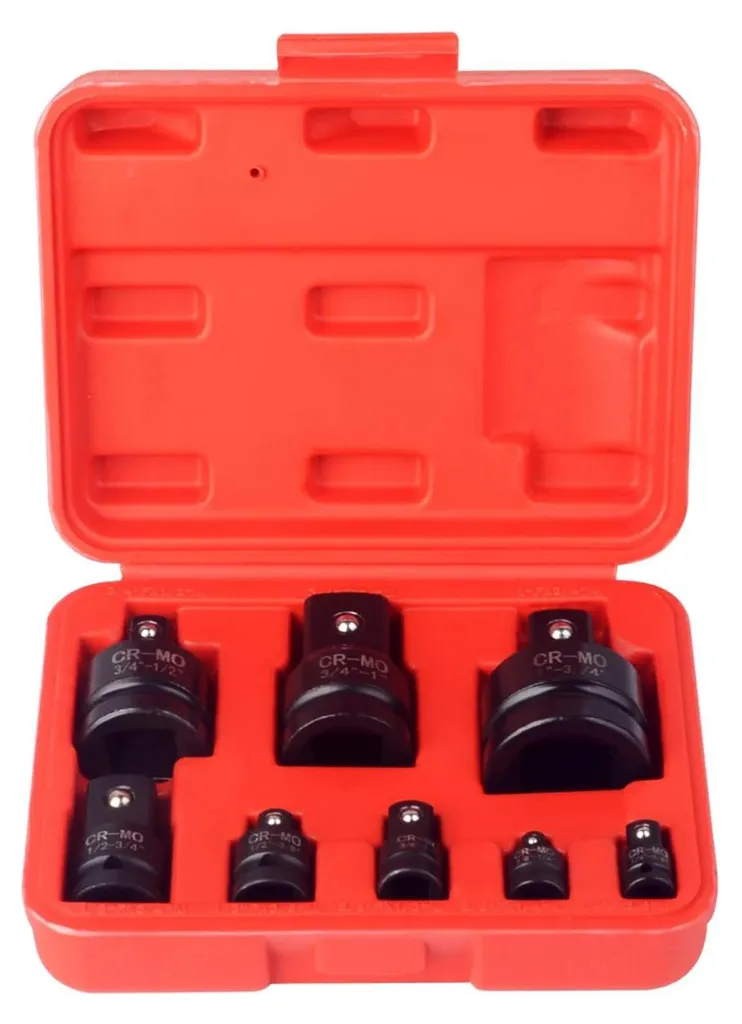 Kit douilles pour clé à chocs pneumatique 8 pièces acier résistant coloris rose