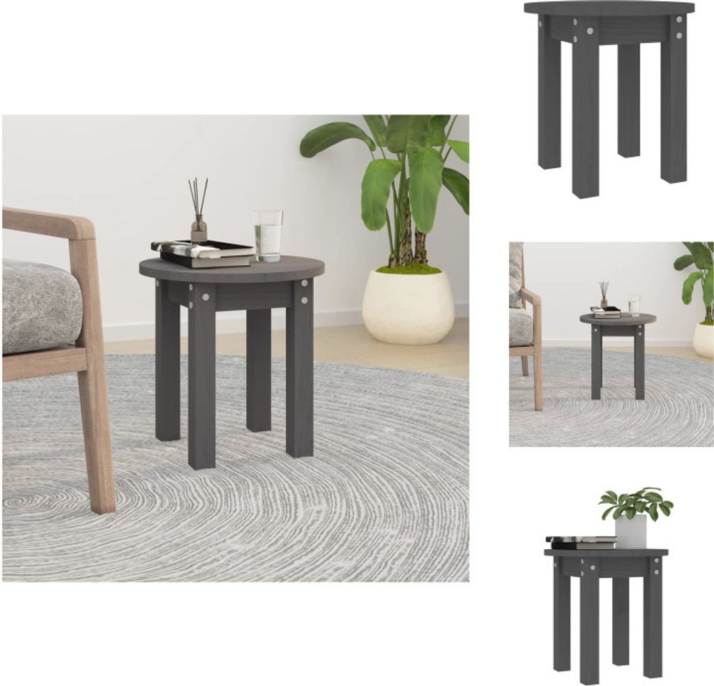 vidaXL Couchtisch Grau Ø 35x35 cm Massivholz Kiefer - Couchtische