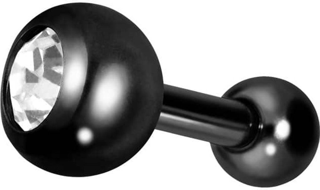 Ohrpiercing Titan Ohrpiercing mit Innengewinde KRISTALL Schwarz Stablänge: 6mm | Kugelgröße: 5mm