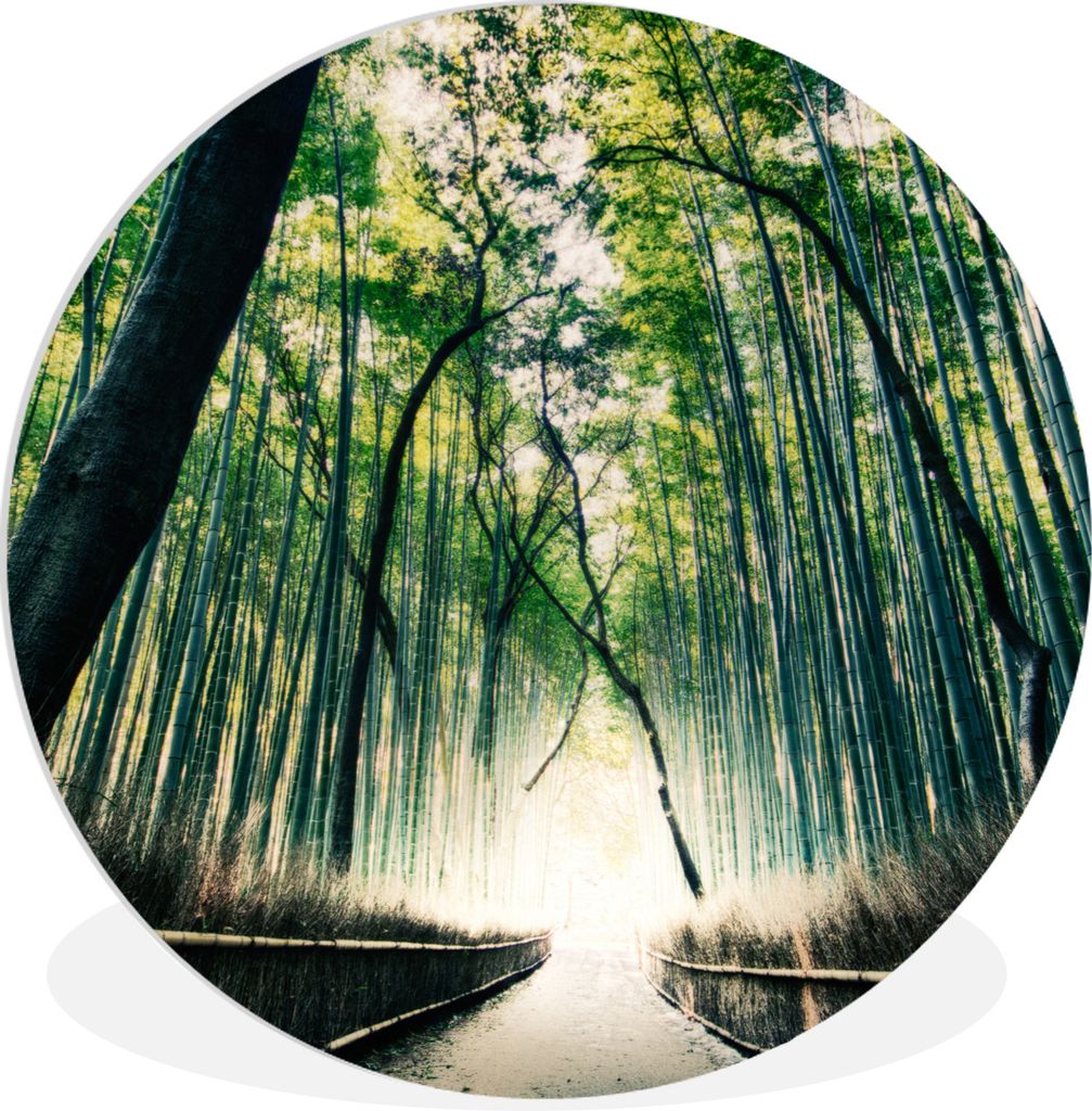 MuchoWow Rundes Wandbild - Runde Bilder Bambuswald in Arashiyama, Japan Ø 60 cm Kreis Wanddekoration Kunststoff - Wandkreis - Wandschmuck - Wand...