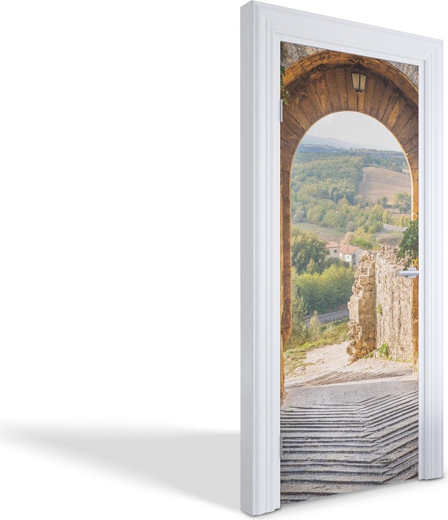 Selbstklebende Türfolien Kreativ Türtapeten Wandsticker - Aussichtsbogen aus Stein - 75 x 205 cm