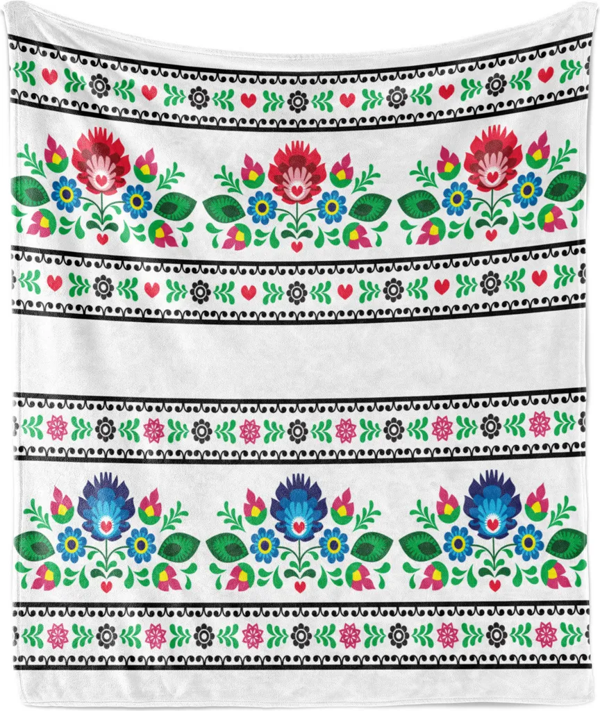 Abakuhaus Coperta Flanella Folk 175x230 cm Plaid Morbido Multicolore