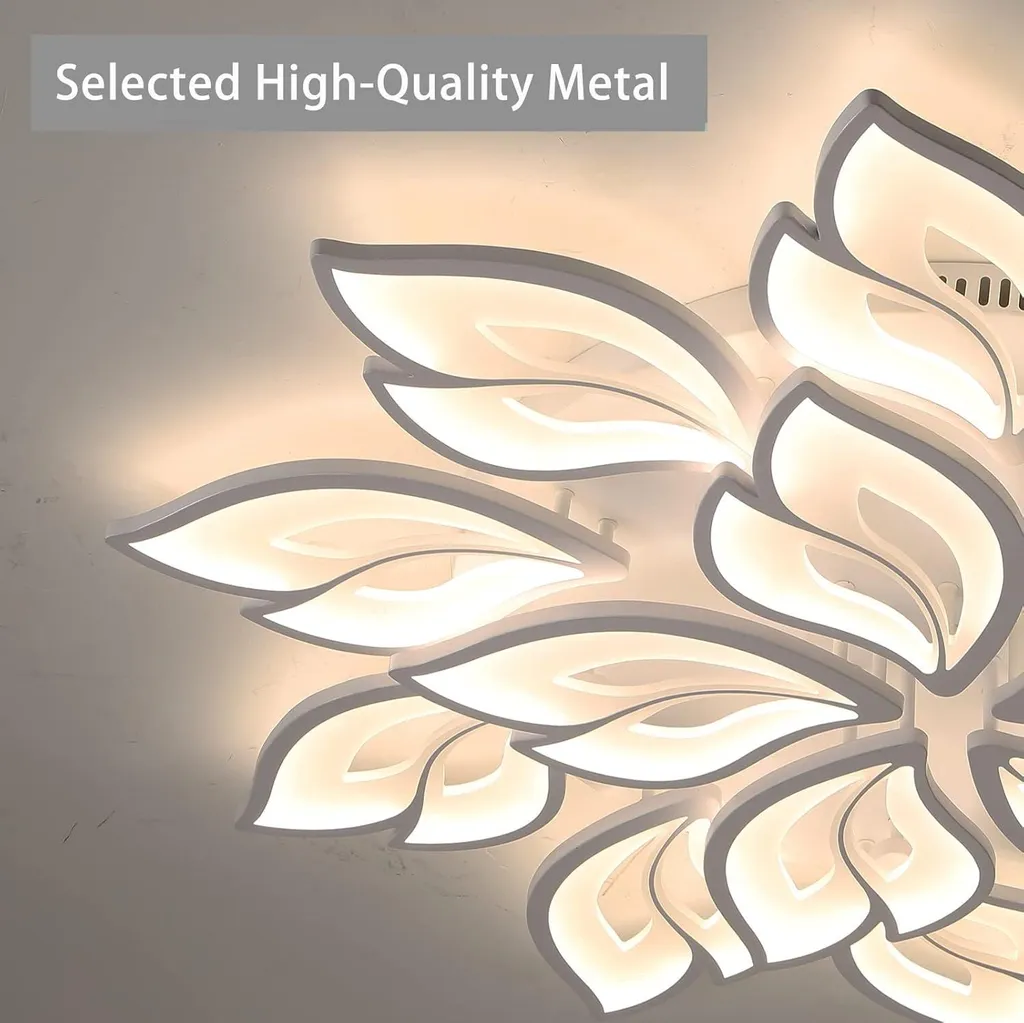 Grand Lustre Plafonnier LED Design 15 Pétales 100W Intensité Variable - 7