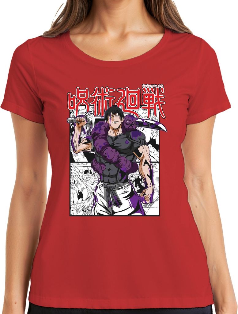呪術廻戦 Fluch Schwert Manga düster Anime Ästhetik Fan Geschenk Damen T-Shirt, Rot, M