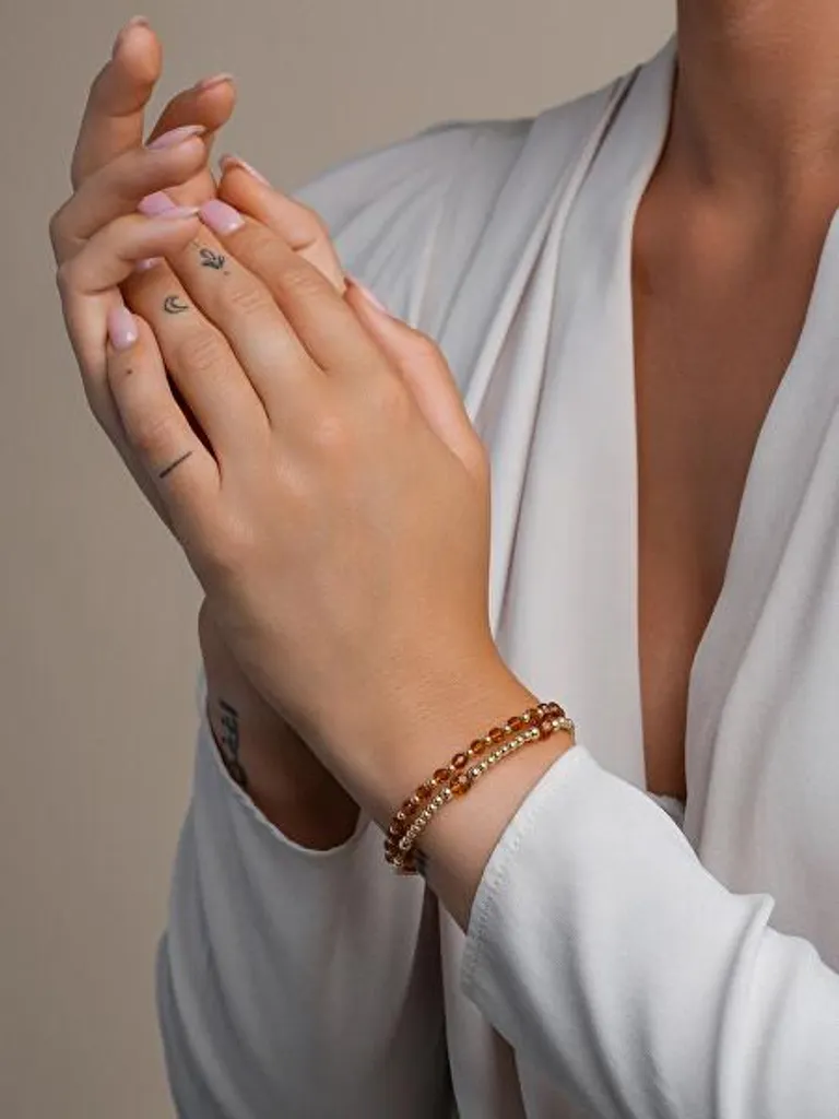Bracelet de perles avec citrine SBG-GEM38-3MM-MIX en pierres naturelles