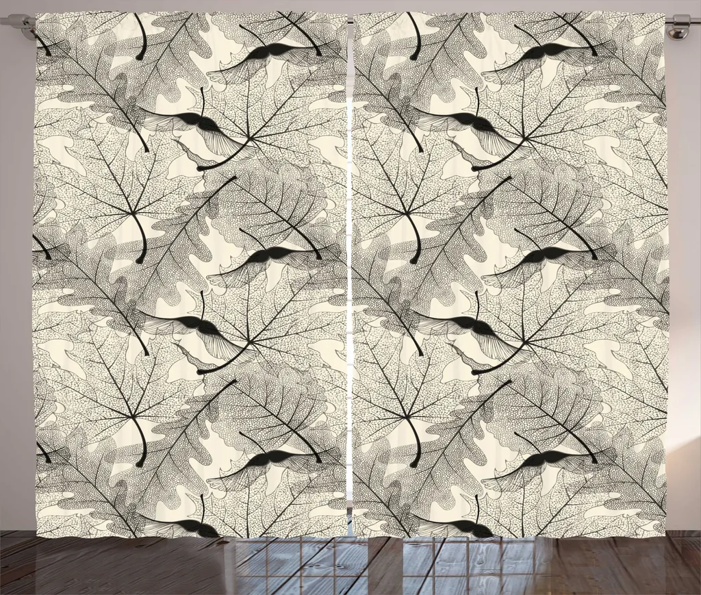 Grand Rideau de Salon Décoratif Motif Nature 280x225cm avec Accroches