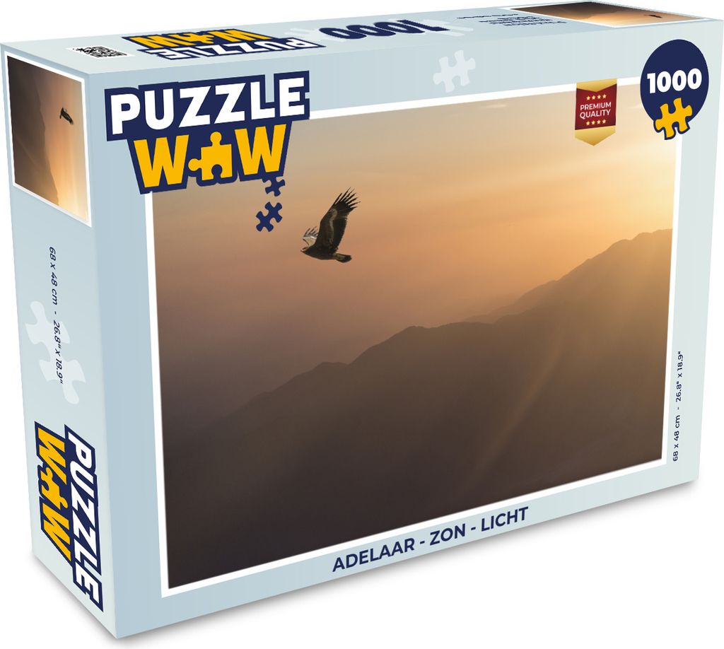 MuchoWow Puzzle 1000 Teile Weißkopfseeadler - Fliegen - Natur - Sonne - Licht - Vögel - Erwachsene - Rätsel