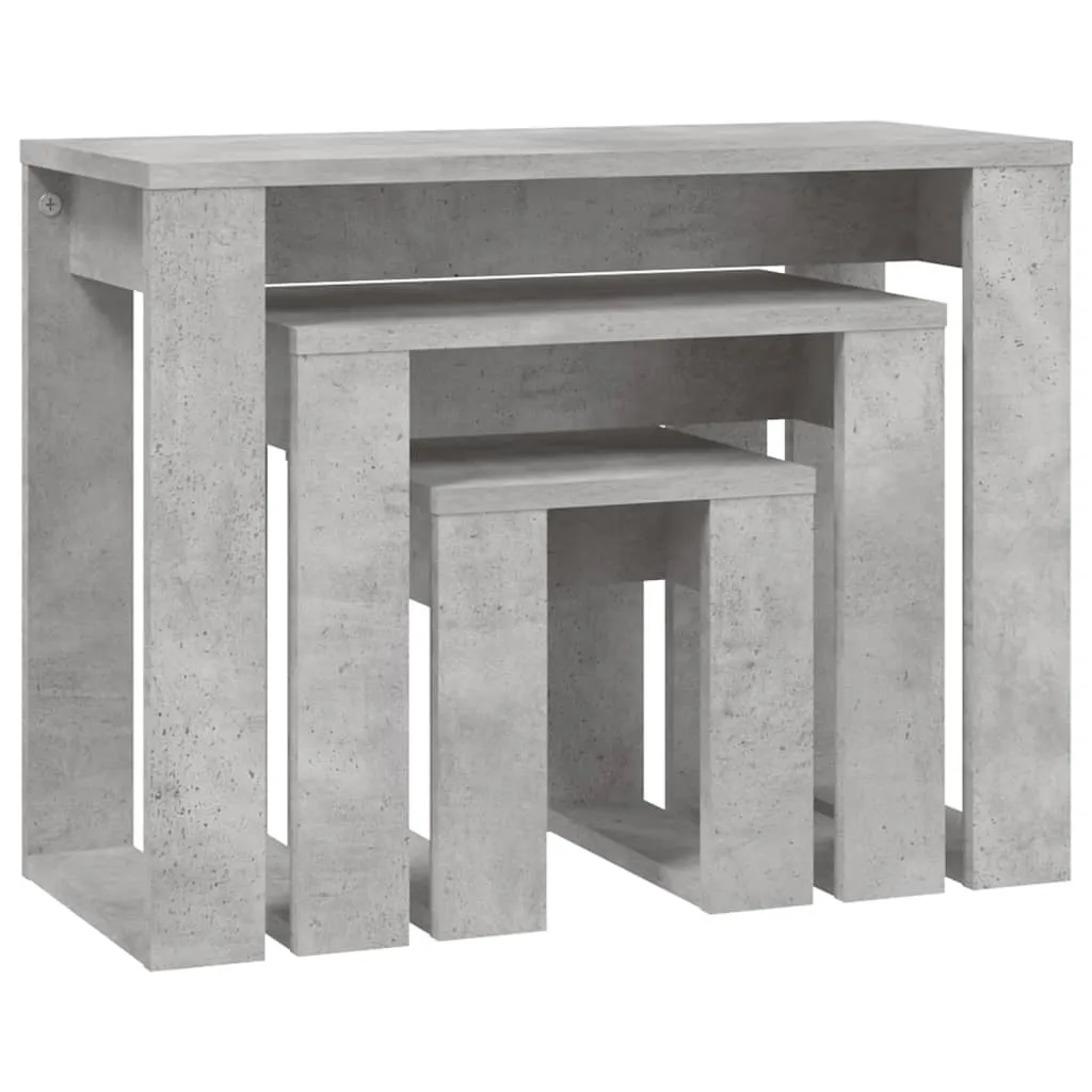 Tables gigognes lot de 3 tables d'appoint empilables effet béton gris - 12