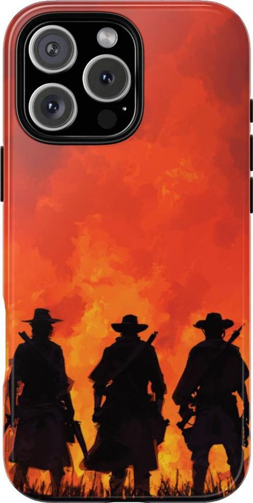 Cowboy-Silhouetten im Sonnenuntergang – Hülle Kompatibel mit iPhone 16 Pro Max