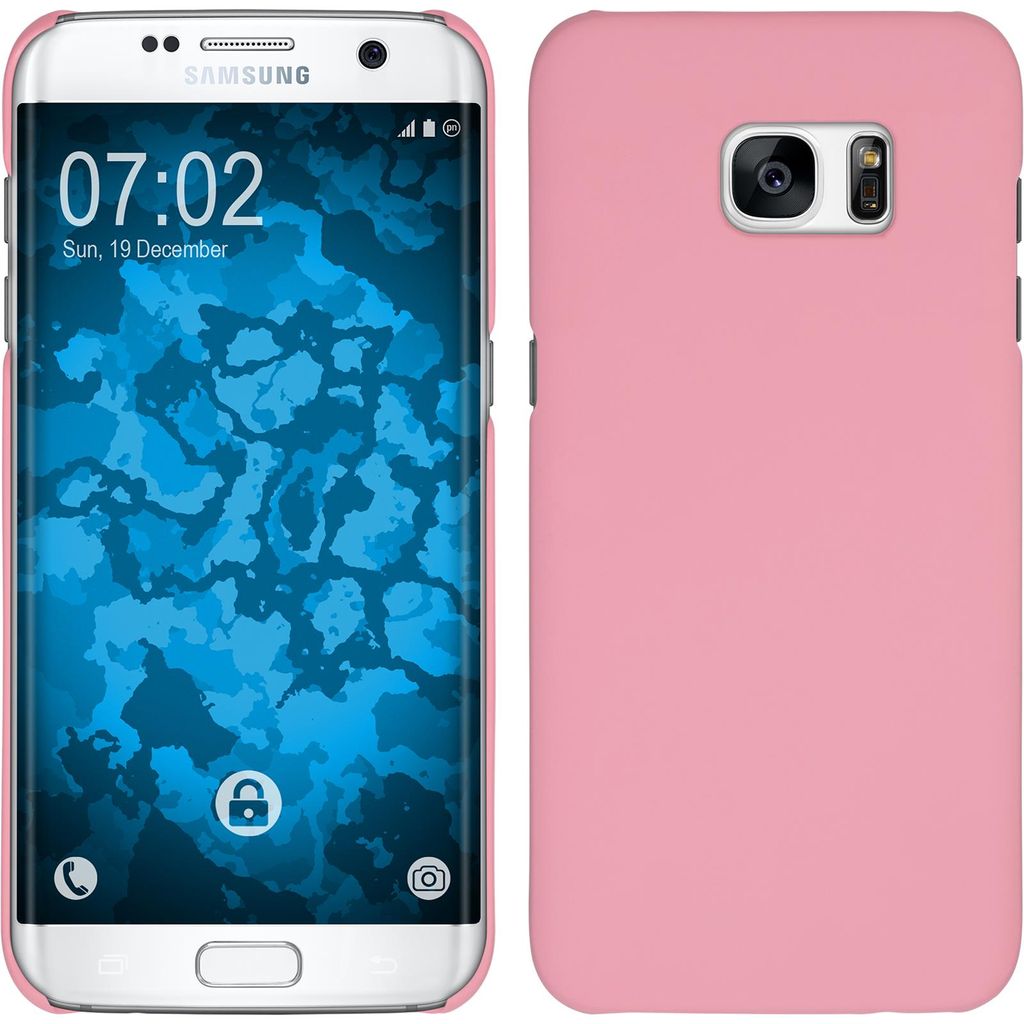 PhoneNatic Case kompatibel mit Samsung Galaxy S7 Edge - Hülle rosa gummiert Hard-case Cover