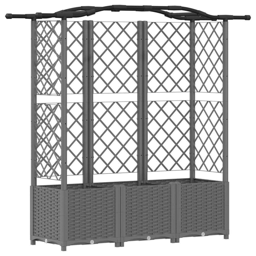 vidaXL Hochbeet mit Rankgitter und Dach Hellgrau 163 x 40 x 138 cm PP