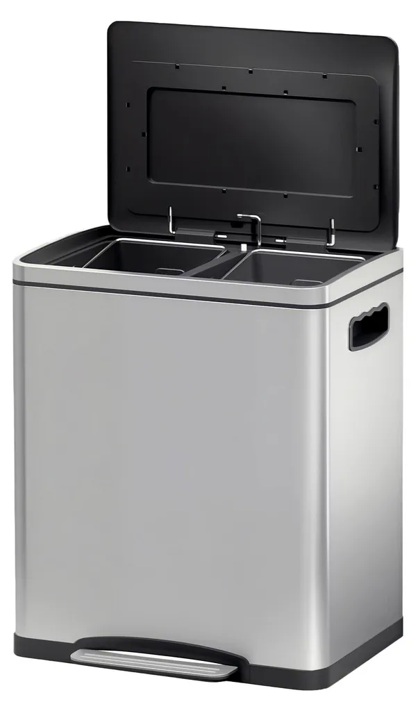 Poubelle de cuisine à pédale tri sélectif 30L double bac amovible