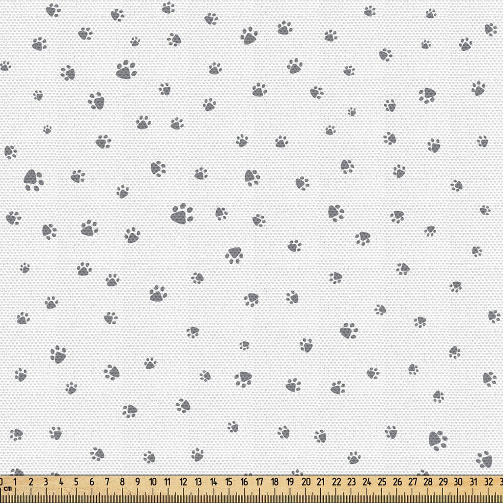 ABAKUHAUS Hundeliebhaber Gewebe als Meterware, Fuß-Drucke eines Tier-Haustier-Hundezeichen-abstrakten Natur-Themed Illustration, 1 M (148 x 100 cm...