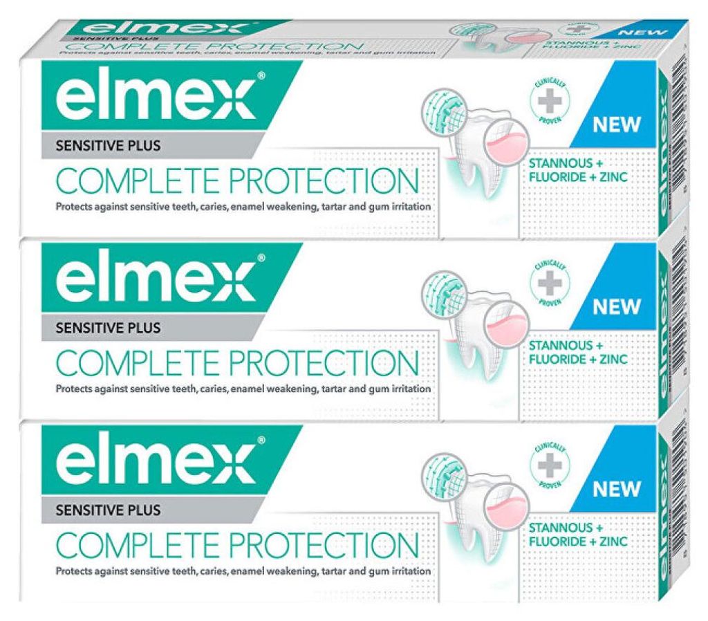 ELMEX Sensitive Plus Protection complète 3×75 ml Image du produit 