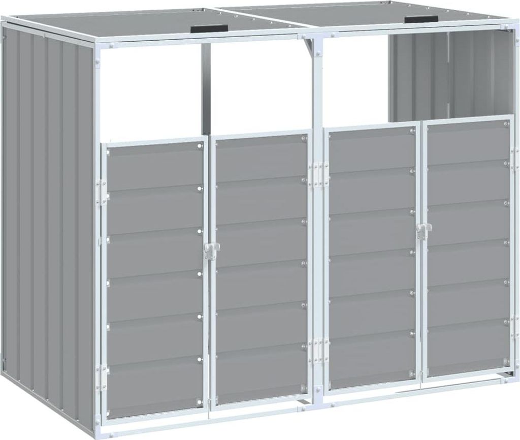 vidaXL Mülltonnenbox für 2 Tonnen Grau 144x81x113 cm Stahl