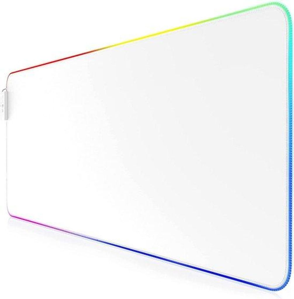Große RGB Gaming Mausmatte LED Unterlage 800x300mm wasbar weiß