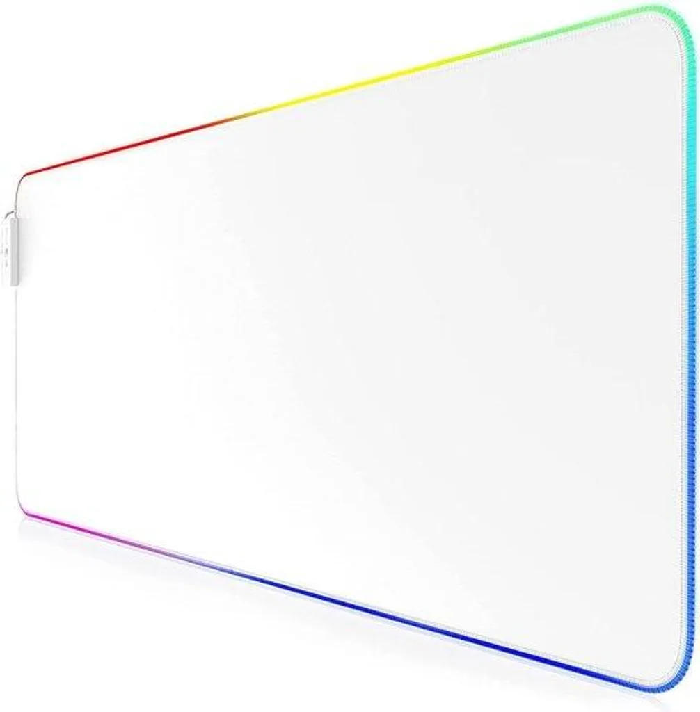 Tapis de souris grand format RGB étanche et lavable coloris blanc