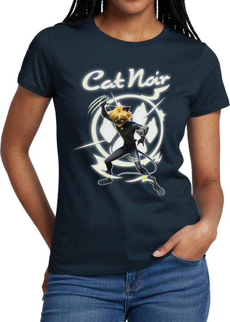 Spreadshirt Miraculous Cat Noir Adrien Superheld Frauen T-Shirt, XXL, Navy