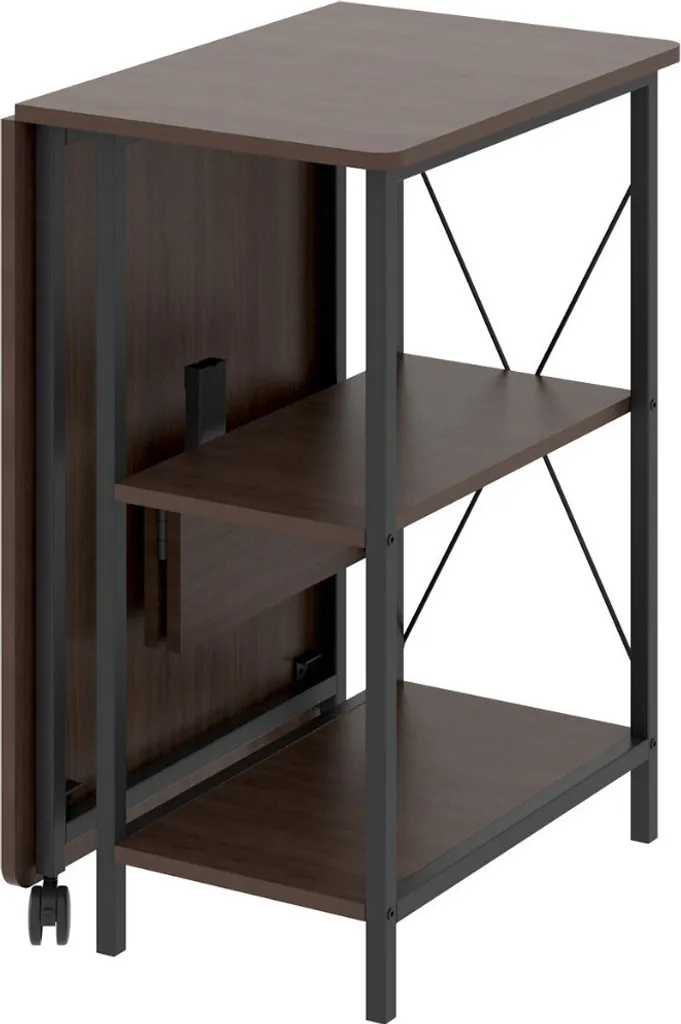 Table de Télétravail Pliable Maclean MC-411 B 107x45 cm Noyer Foncé