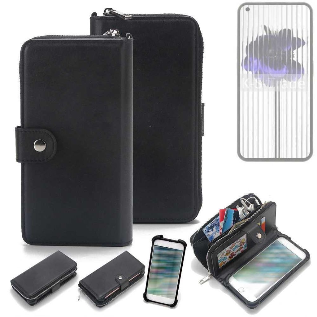 K-S-Trade 2in1 Handyhülle Schutzhülle kompatibel mit Nothing 1 & Portemonnee Cover Handy Hülle Case Etui Geldbörse Wallet Bookstyle Hülle