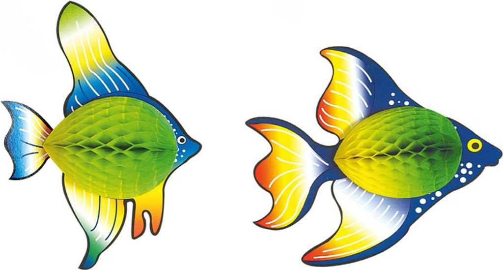 2x Fisch Wabenball Deko