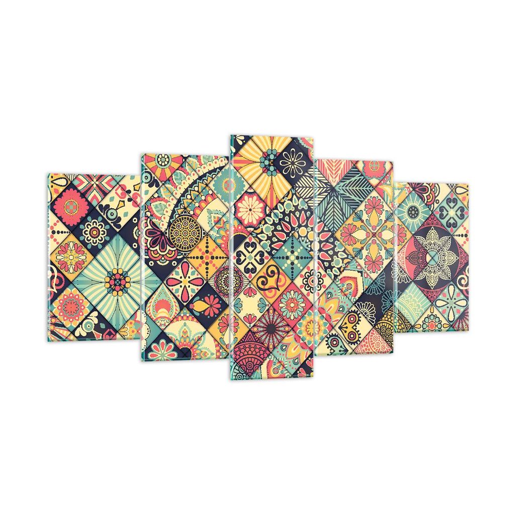 Bilder auf glas - Blumen Mosaik - 160x85cm - Glasbilder - Wandbilder - Bilder - Kunstdruck - zum Aufhängen bereit - Wanddekoration aus Glas - Glas...