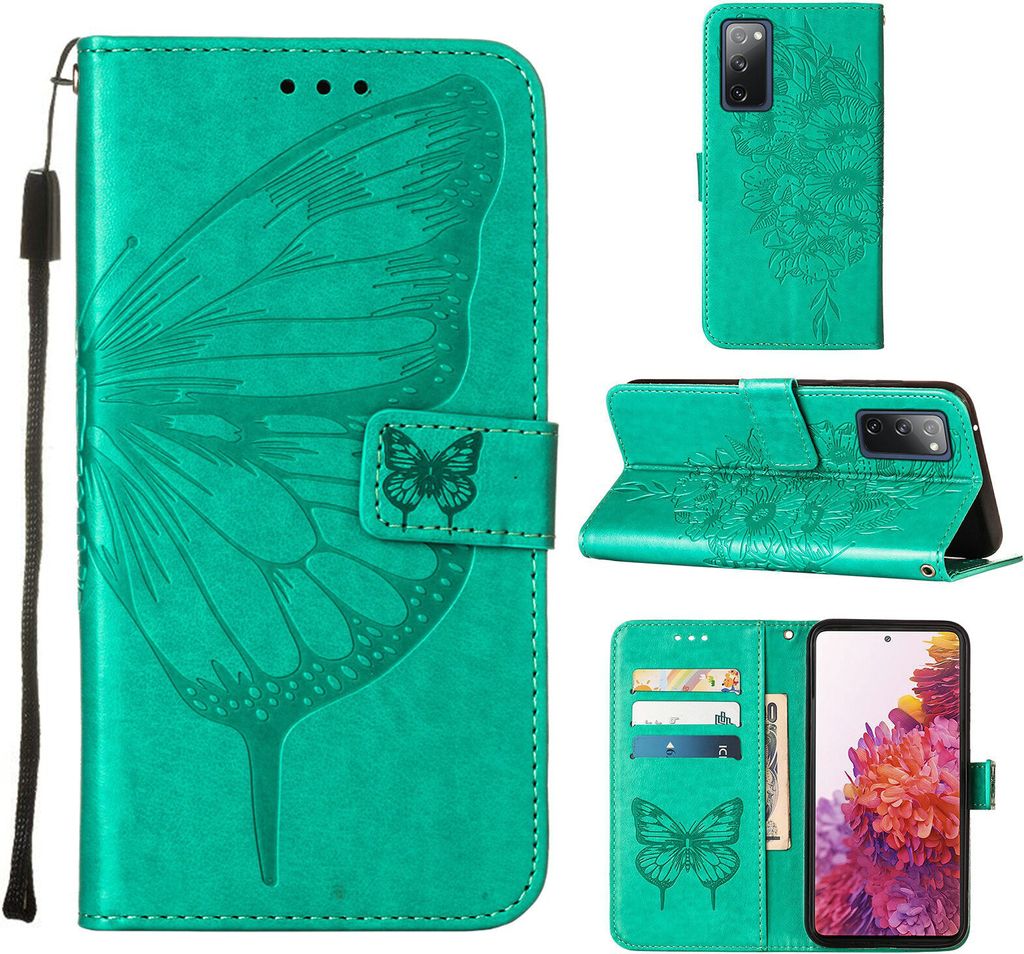 Galaxy S20 FE 4G Hülle, Schmetterling Prägung Flip Leder Kartenfächer Schutzhülle Ledertasche mit Ständer für Samsung Galaxy S20 FE 4G / 5G G...