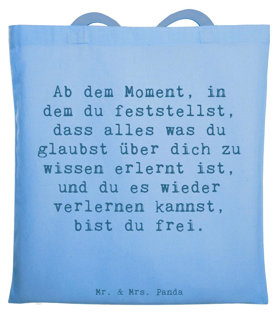 Mr. & Mrs. Panda Stoffbeutel Spruch Erleuchtung und Freiheit - Sky Blue - Geschenk, Freude, Tote Bag, Zitat, Motivation, canvas tasche, Inspiration...