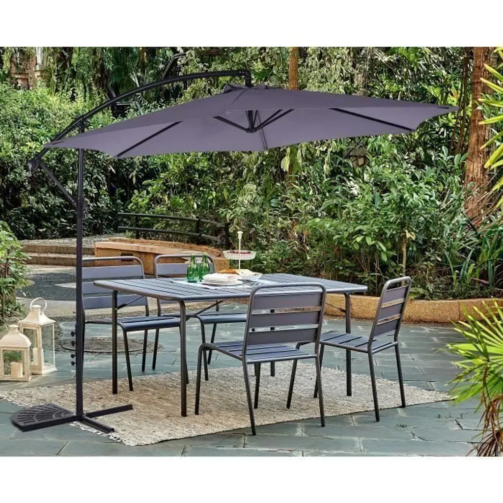 Parasol Déporté 3m pour Terrasse - Structure Alu - Toile 180g Gris