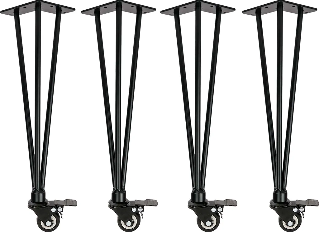 Gambe Tavolino con Ruote 42cm Natural Goods Berlin - Set 4 Pezzi Nero