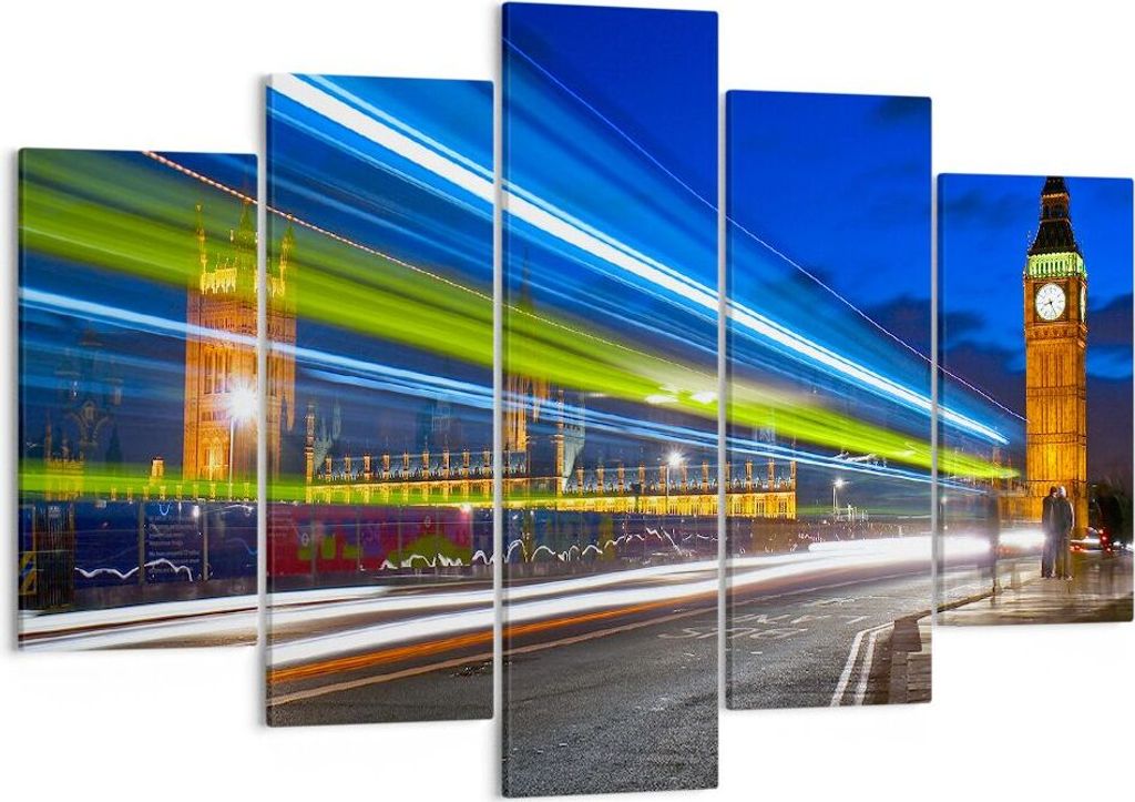 Bild auf Leinwand - Leinwandbild - London Parlamentsgebäude Big ben - 150x100cm - Wand Bild - Wanddeko - Leinwanddruck - Bilder - Kunstdruck - Lei...