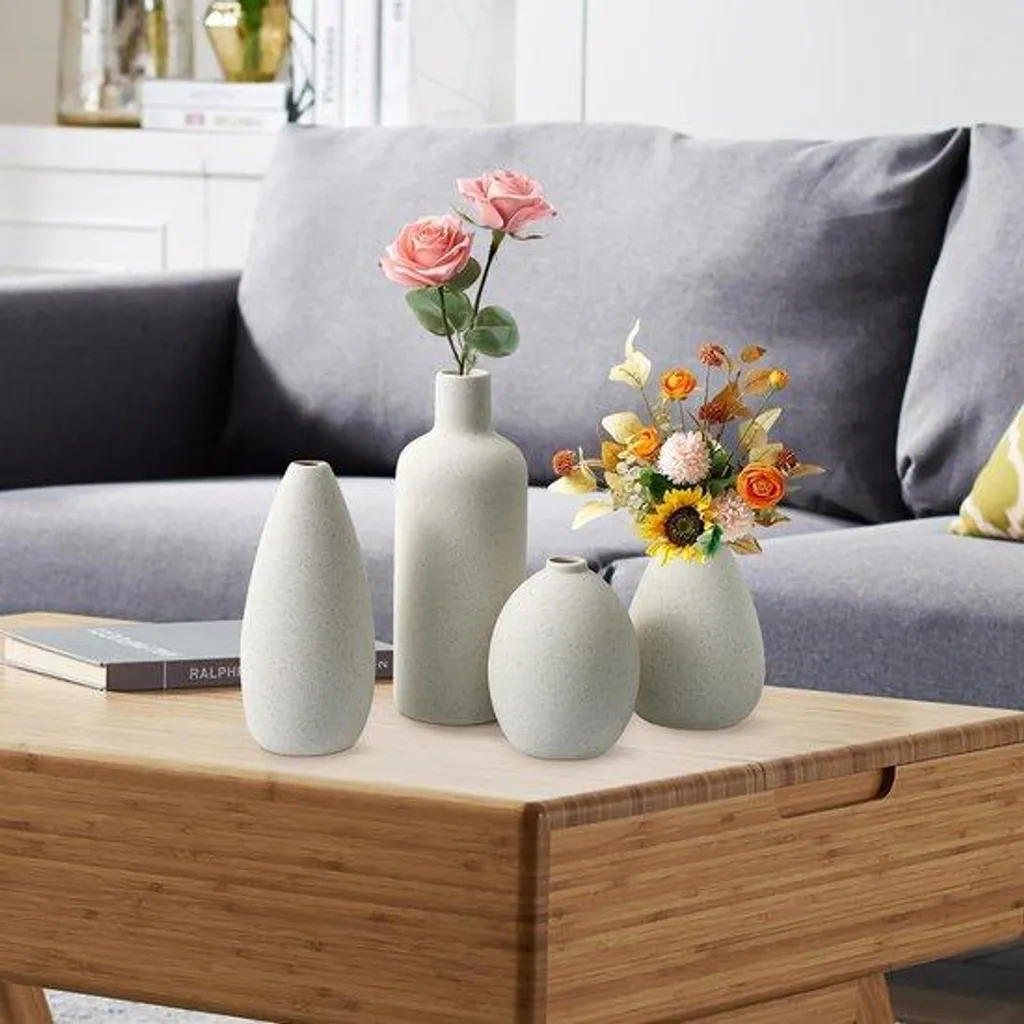 Vase en céramique pour fleurs séchées et déco bohème, lot de 4 pièces
