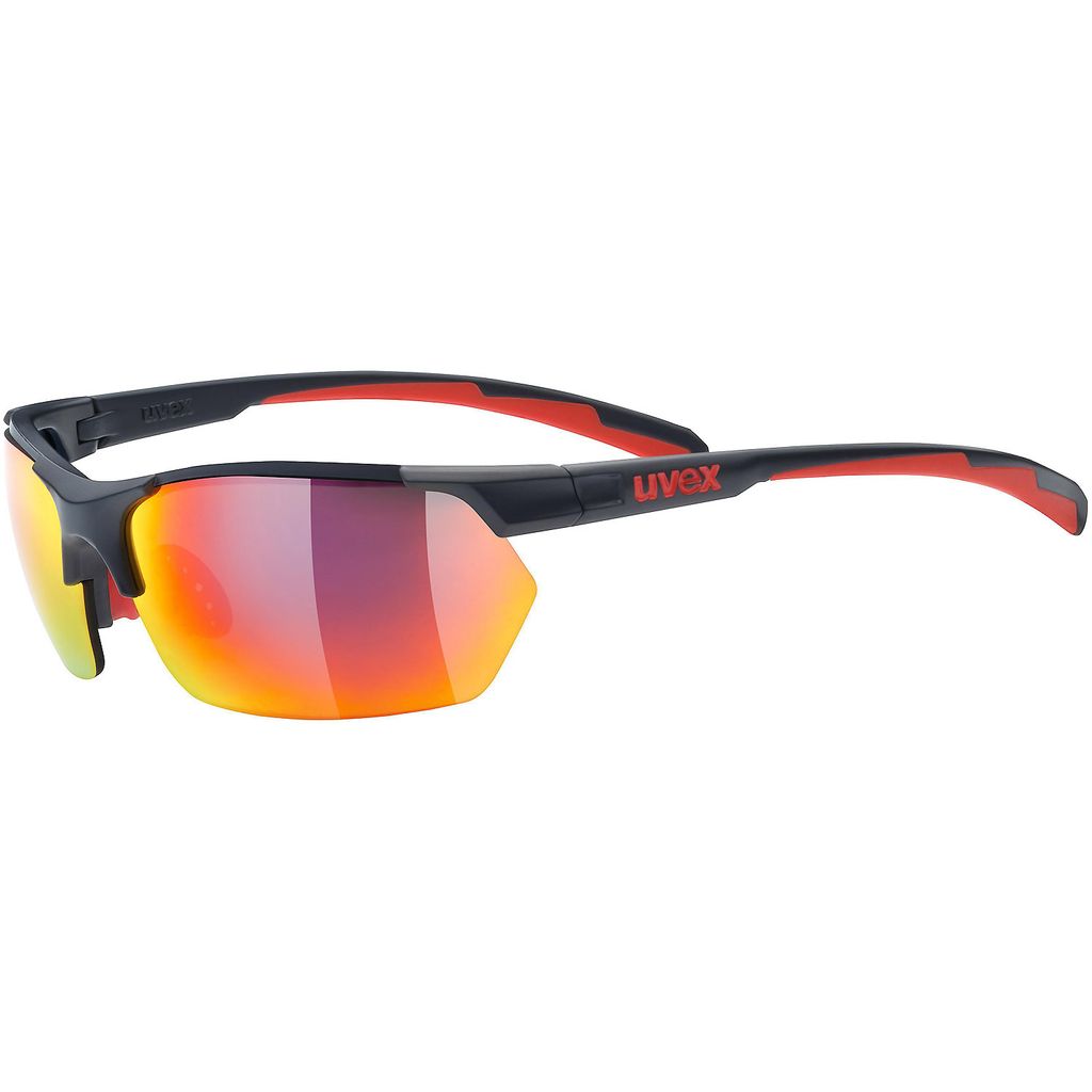 Uvex sportstyle 114, Radsportbrille, Randlos, Grau, Grau, Rot, Fahrradfahren, 0/1/3