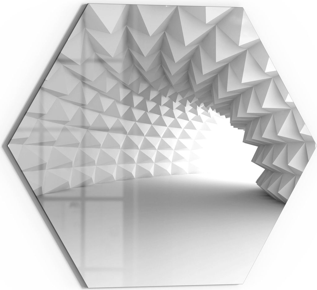 DEQORI Magnettafel Glas 55x48 cm 6-eckig 'Futuristischer Durchgang' beschreibbar Whiteboard