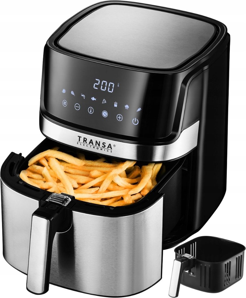Fettfreie Friteuse Inox 6L 1700W 8 Programme Touch Lcd Xxl Schwarz