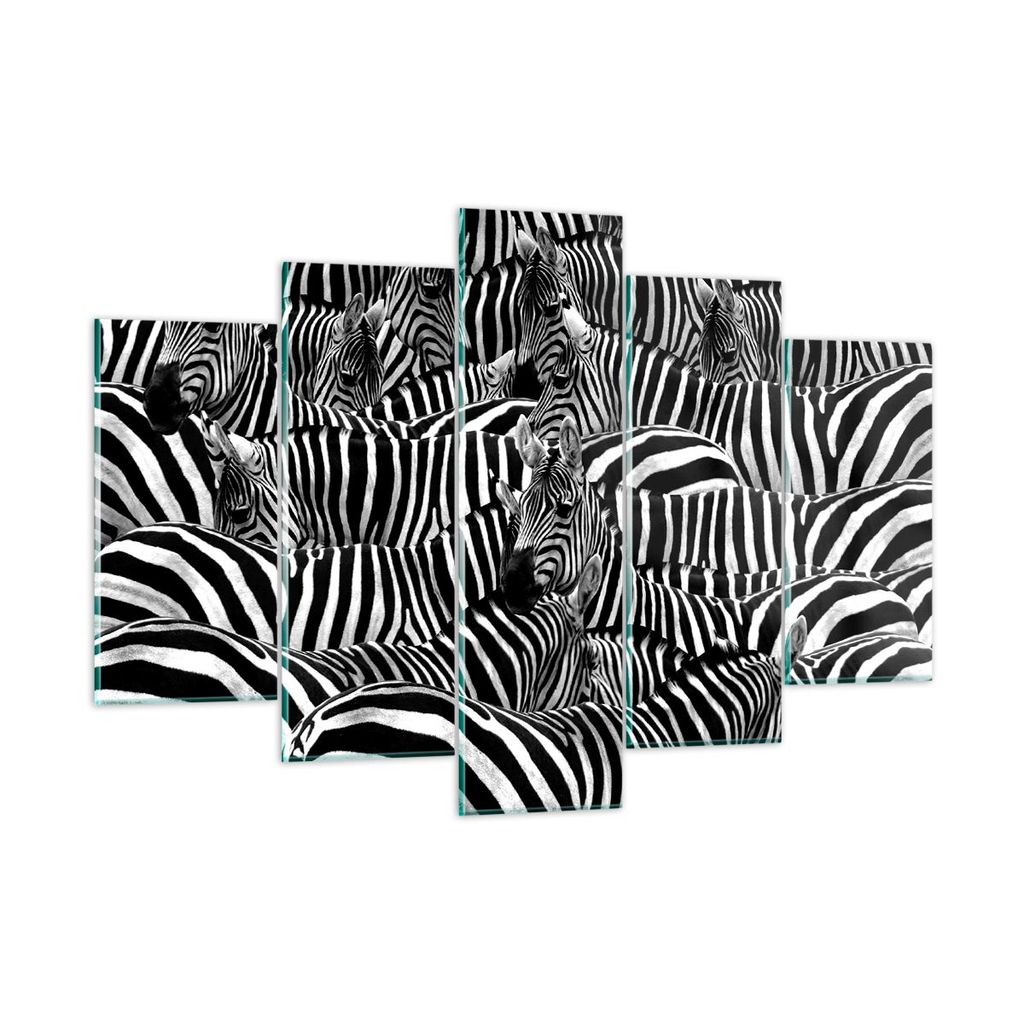 Bilder auf glas - Tiere Zebra Streifen - 150x100cm - Glasbilder - Wandbilder - Kunstdruck - zum Aufhängen bereit - Wanddekoration aus Glas - Glas ...
