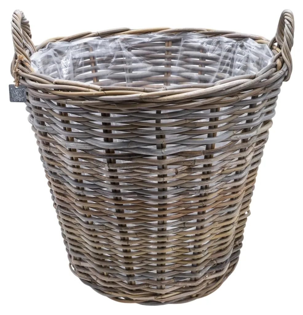 Grand cache-pot rond en osier tressé pour arbuste et jardin XXL