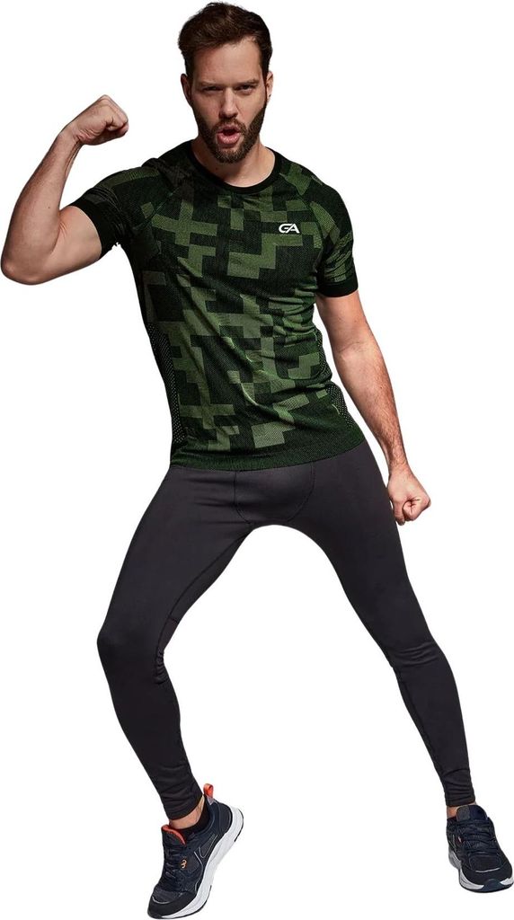 Gatta Active, Sportshirt Herren, Sport T-Shirt, BREEZE01, Schwarz-Grün, L