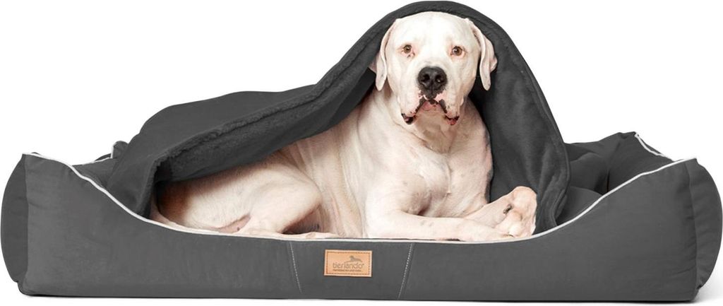 tierlando Orthopädisches Hundebett RUDOLPH inkl. Schonbezug mit Hundedecke - Größe: 100x90cm | Farbe: 02 Graphit