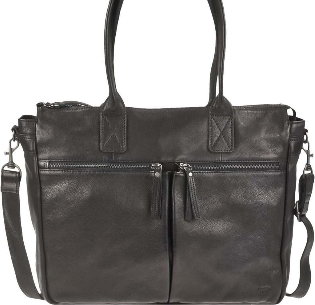 Shopper Leder Handtasche Umhängetasche 45x32cm "Binni" schwarz Bear Design CP1657-black