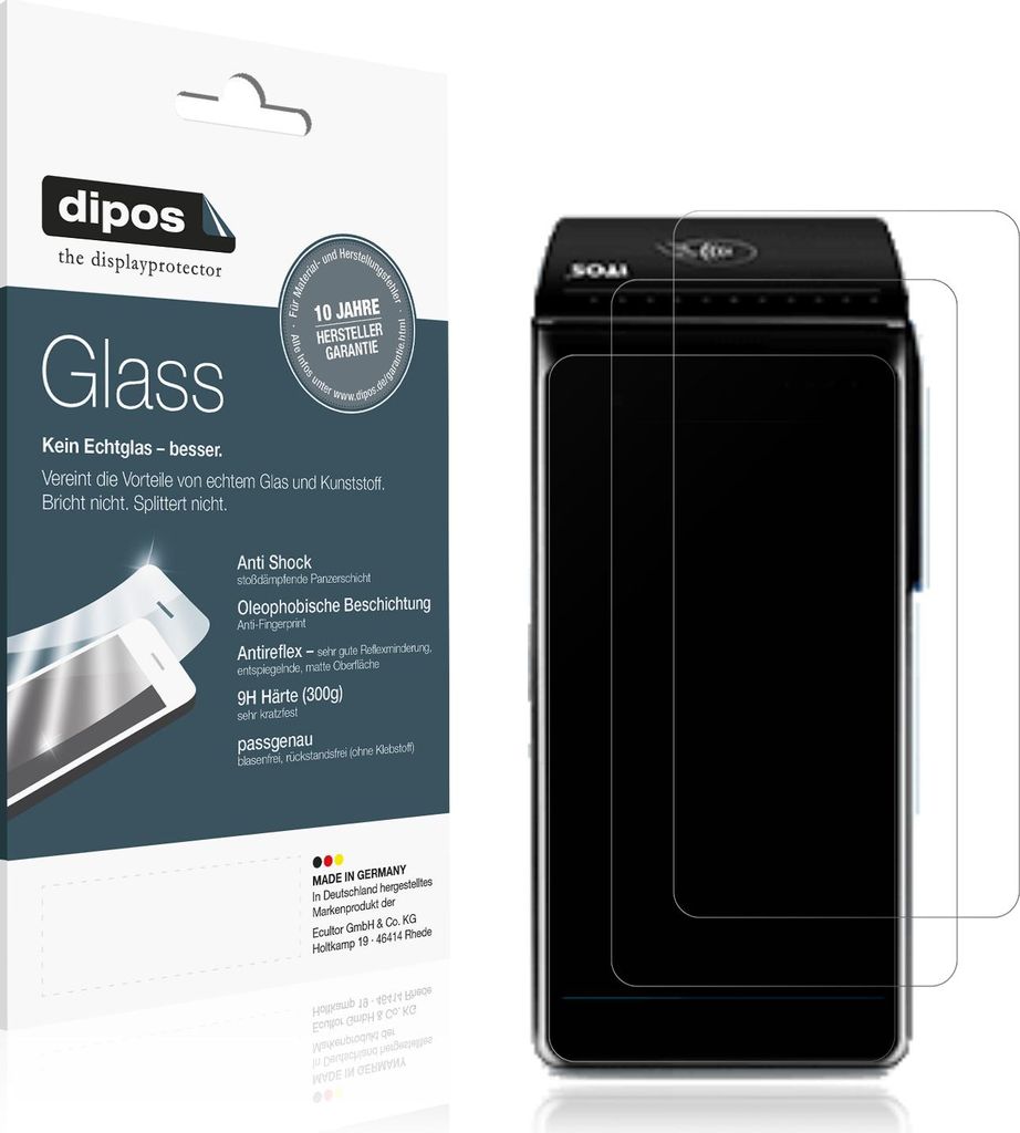 2x Schutzfolie für Itos CM5 matt - Anti-Shock 9H Folie dipos Glass Kunststoffglas